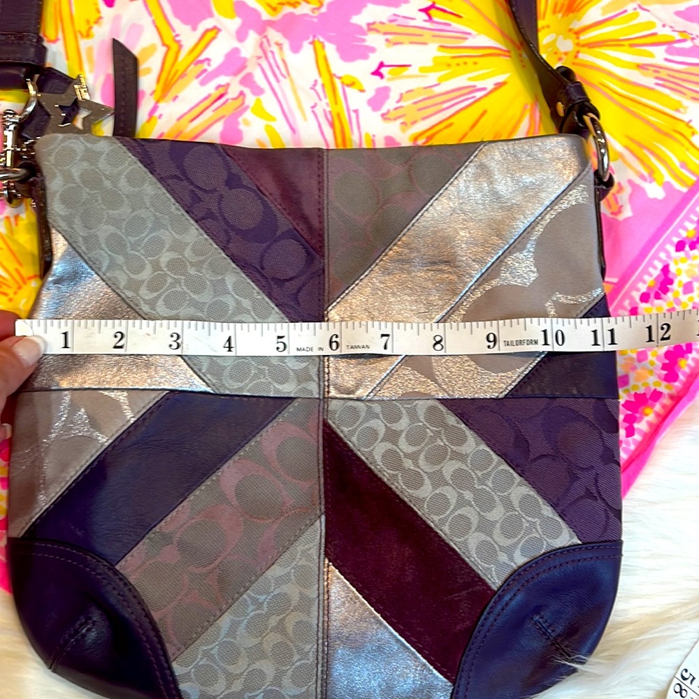 Coach Authentic Purple Patch Silver Suede Crossbo… - image 3